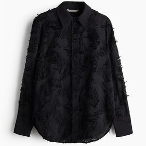 H&M Black Textured-Weaved Shirt size XS